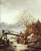 OSTADE, Isaack van A Winter Scene  ag oil painting